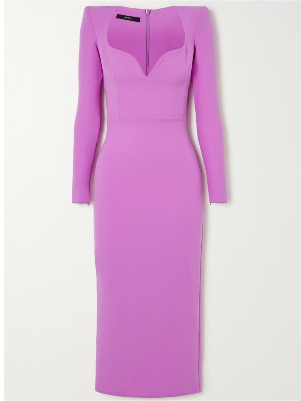 NWT ALEX PERRY Maren Orchid Crepe Sweetheart Long Sleeve Midi Dress